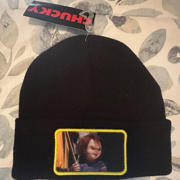 Chucky Child's Play 2 Patch Black Cuff Beanie NWT - Picture 1 of 3